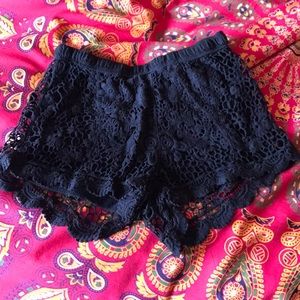 Black crocheted shorts